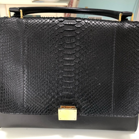 Authentic Celine Trapeze Black Python Leather Bag - Picture 6 of 7